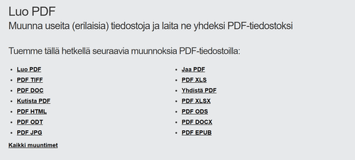 Kuinka luoda PDF-tiedostoja verkossa?