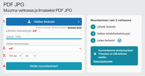 PDF:n muuntaminen JPG:ksi verkossa - askel askeleelta